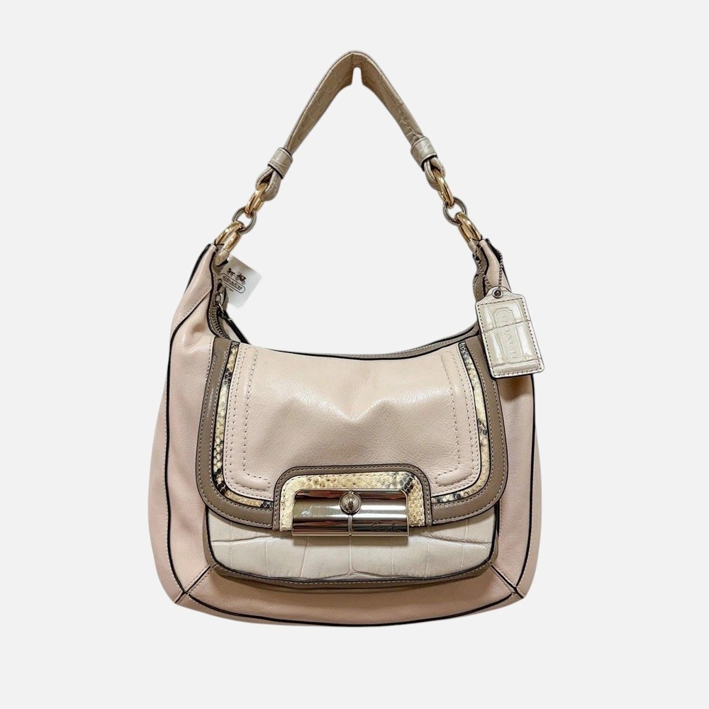 Coach Kristin Spectator Hobo Bag Ivory Leather Croc Python Y2K 16803